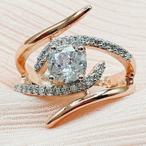 🎀 Fashion Twisted Dainty Shiny Zircon Thin Wedding Rings for Women,EVGG1120 - Picture 1 of 4